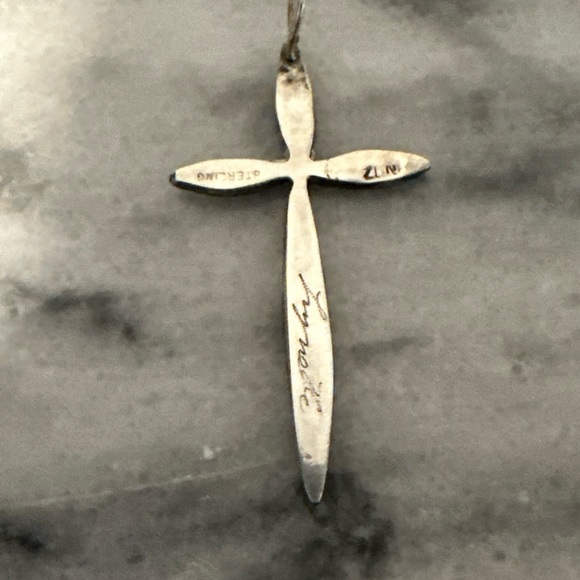 Zuni handmade & signed by artist 925 sterling silver Cross Pendant - Picture 16 of 16